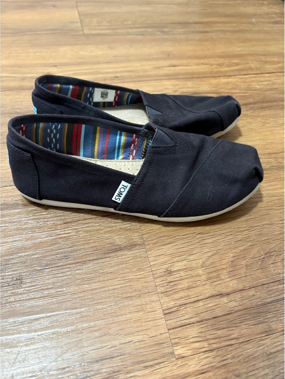 TOMS Classic Alpargata Women’s Size 7 Black Canvas Slip On Flats Shoes